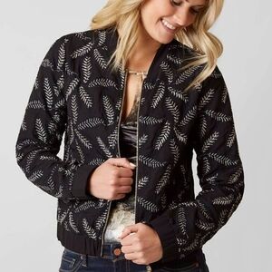 BKE Boutique Leaf Bomber Jacket Women's Size Medium